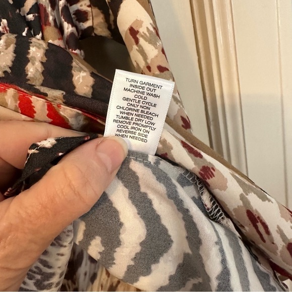 Allison Daley Shirt Button Up Animal Print Tan & Black Patchwork Size PXL - Picture 8 of 12